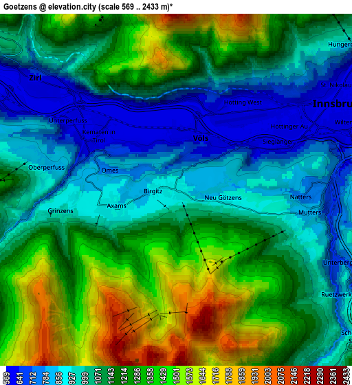 Zoom OUT 2x Götzens, Austria elevation map