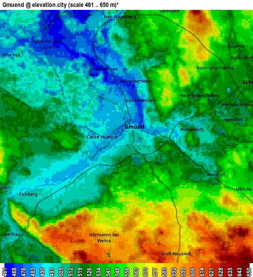 Zoom OUT 2x Gmünd, Austria elevation map