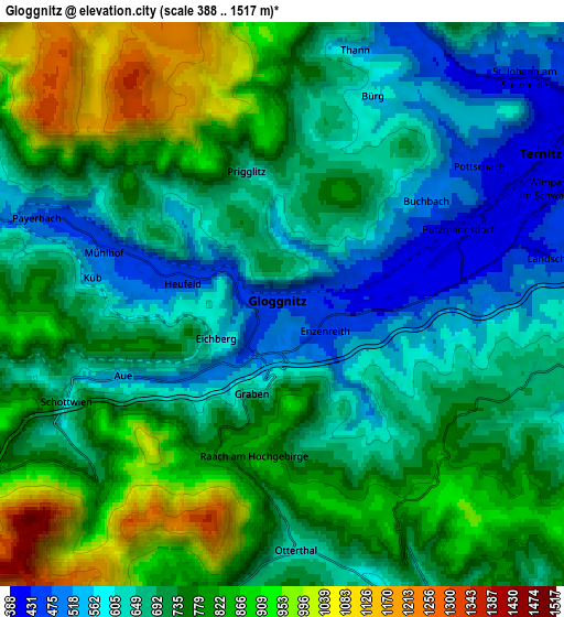 Zoom OUT 2x Gloggnitz, Austria elevation map