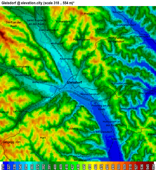 Zoom OUT 2x Gleisdorf, Austria elevation map