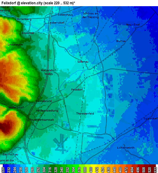 Zoom OUT 2x Felixdorf, Austria elevation map