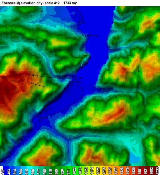 Zoom OUT 2x Ebensee, Austria elevation map