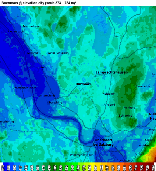 Zoom OUT 2x Bürmoos, Austria elevation map
