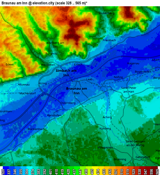 Zoom OUT 2x Braunau am Inn, Austria elevation map