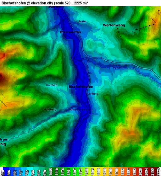 Zoom OUT 2x Bischofshofen, Austria elevation map