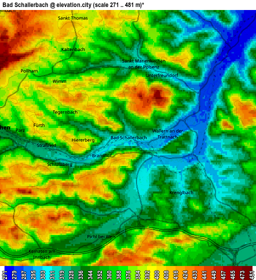 Zoom OUT 2x Bad Schallerbach, Austria elevation map