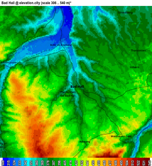 Zoom OUT 2x Bad Hall, Austria elevation map