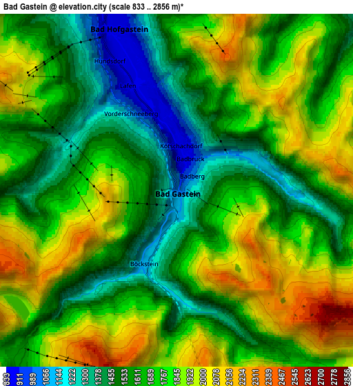 Zoom OUT 2x Bad Gastein, Austria elevation map