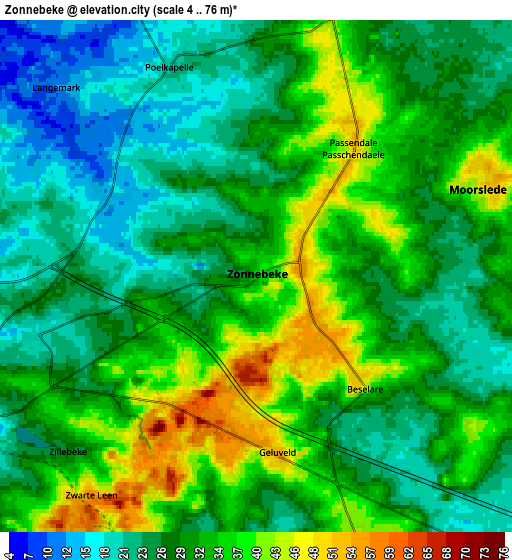 Zoom OUT 2x Zonnebeke, Belgium elevation map