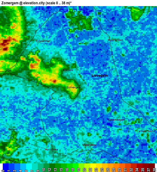 Zoom OUT 2x Zomergem, Belgium elevation map