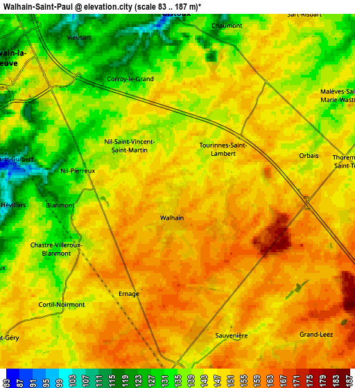 Zoom OUT 2x Walhain-Saint-Paul, Belgium elevation map