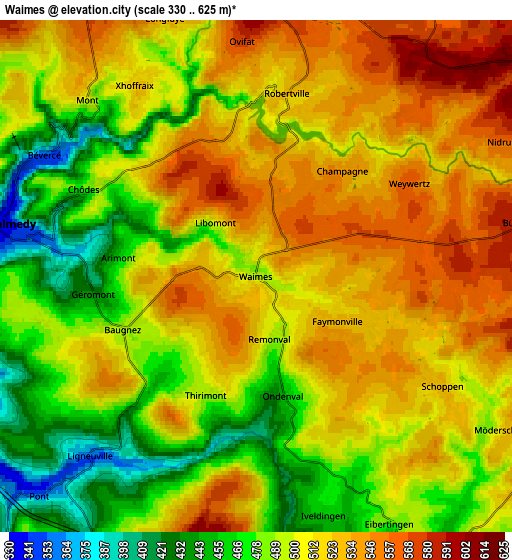 Zoom OUT 2x Waimes, Belgium elevation map