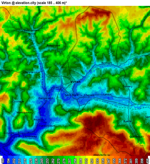 Zoom OUT 2x Virton, Belgium elevation map