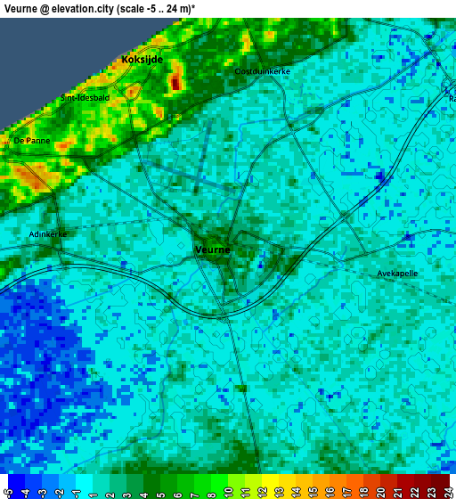 Zoom OUT 2x Veurne, Belgium elevation map