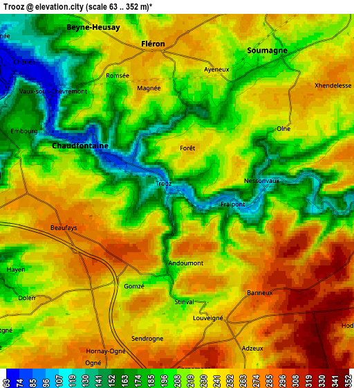 Zoom OUT 2x Trooz, Belgium elevation map