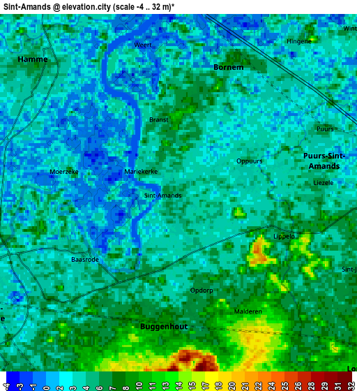 Zoom OUT 2x Sint-Amands, Belgium elevation map