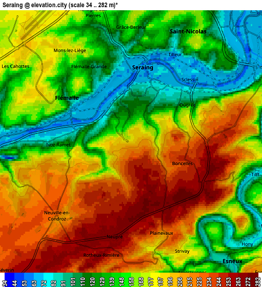 Zoom OUT 2x Seraing, Belgium elevation map