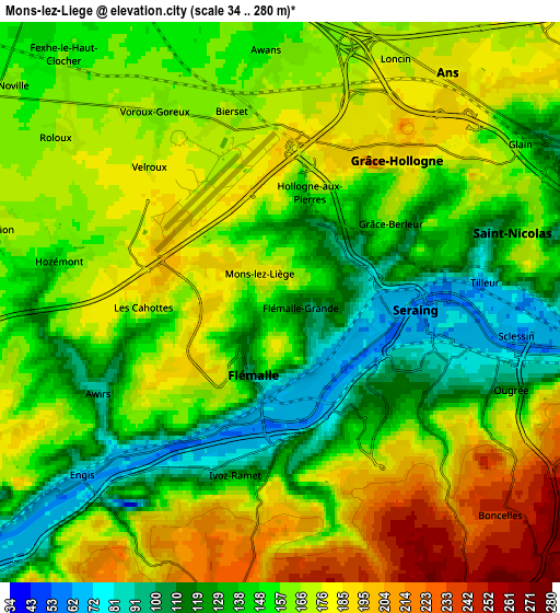 Zoom OUT 2x Mons-lez-Liège, Belgium elevation map