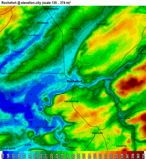 Zoom OUT 2x Rochefort, Belgium elevation map