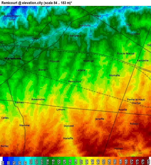 Zoom OUT 2x Remicourt, Belgium elevation map