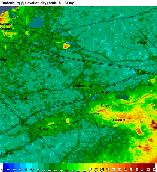 Zoom OUT 2x Oudenburg, Belgium elevation map