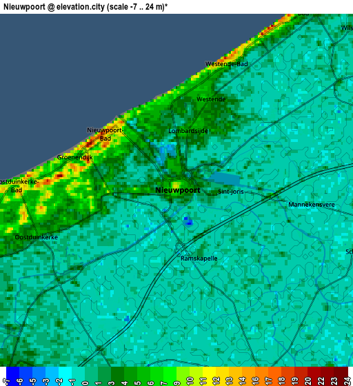 Zoom OUT 2x Nieuwpoort, Belgium elevation map