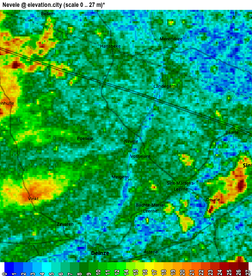 Zoom OUT 2x Nevele, Belgium elevation map