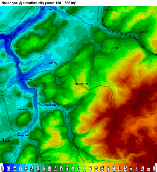 Zoom OUT 2x Nassogne, Belgium elevation map