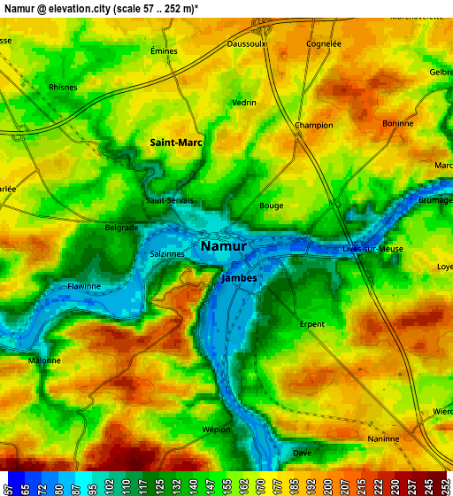 Zoom OUT 2x Namur, Belgium elevation map