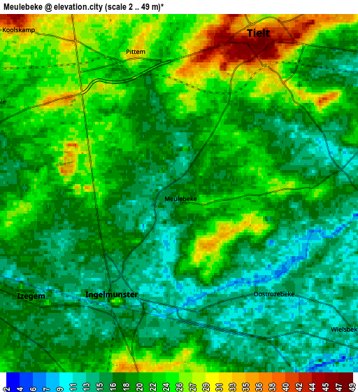 Zoom OUT 2x Meulebeke, Belgium elevation map