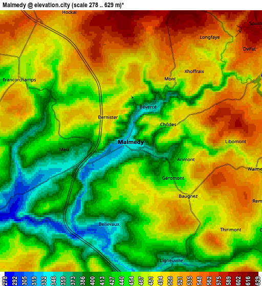 Zoom OUT 2x Malmédy, Belgium elevation map