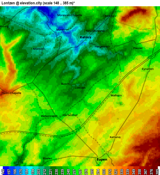 Zoom OUT 2x Lontzen, Belgium elevation map