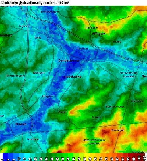 Zoom OUT 2x Liedekerke, Belgium elevation map