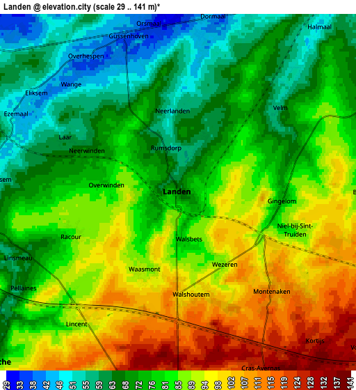 Zoom OUT 2x Landen, Belgium elevation map