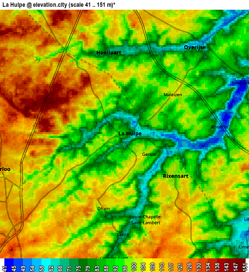 Zoom OUT 2x La Hulpe, Belgium elevation map