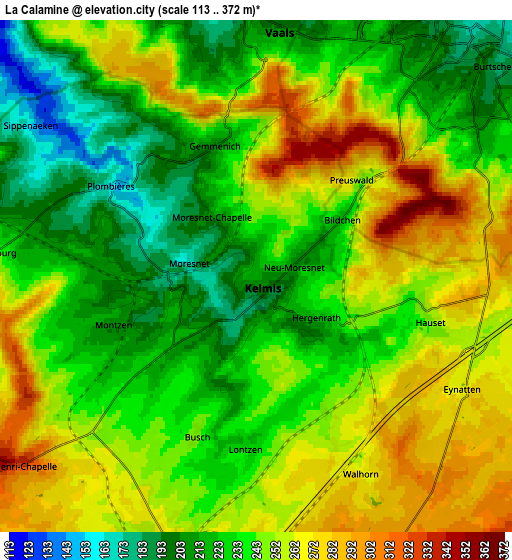 Zoom OUT 2x La Calamine, Belgium elevation map