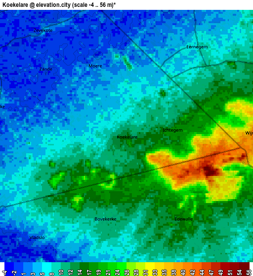 Zoom OUT 2x Koekelare, Belgium elevation map