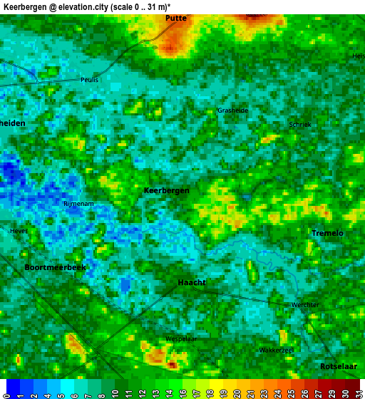 Zoom OUT 2x Keerbergen, Belgium elevation map