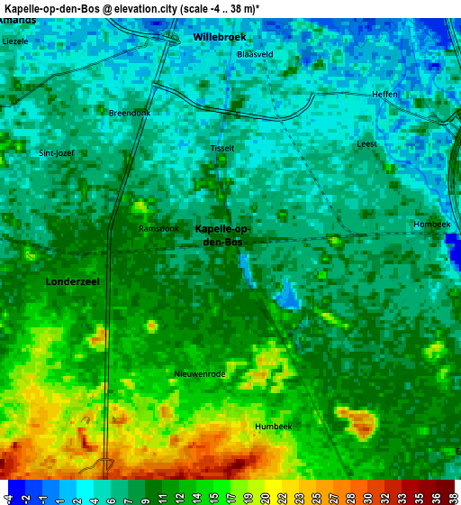 Zoom OUT 2x Kapelle-op-den-Bos, Belgium elevation map
