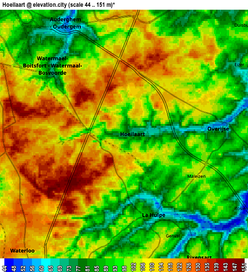 Zoom OUT 2x Hoeilaart, Belgium elevation map