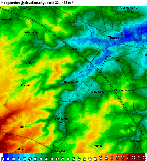 Zoom OUT 2x Hoegaarden, Belgium elevation map