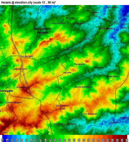 Zoom OUT 2x Herzele, Belgium elevation map