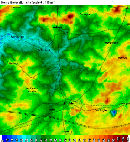 Zoom OUT 2x Herne, Belgium elevation map