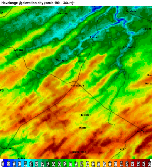 Zoom OUT 2x Havelange, Belgium elevation map