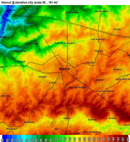 Zoom OUT 2x Hannut, Belgium elevation map