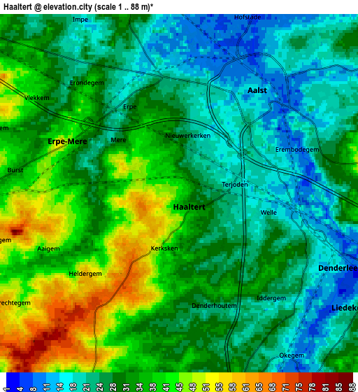 Zoom OUT 2x Haaltert, Belgium elevation map
