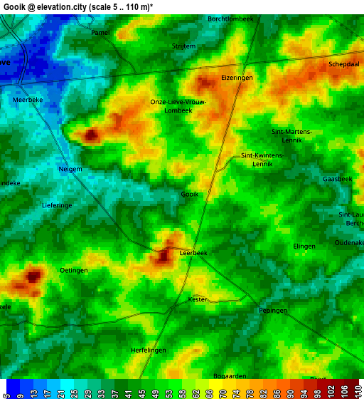 Zoom OUT 2x Gooik, Belgium elevation map