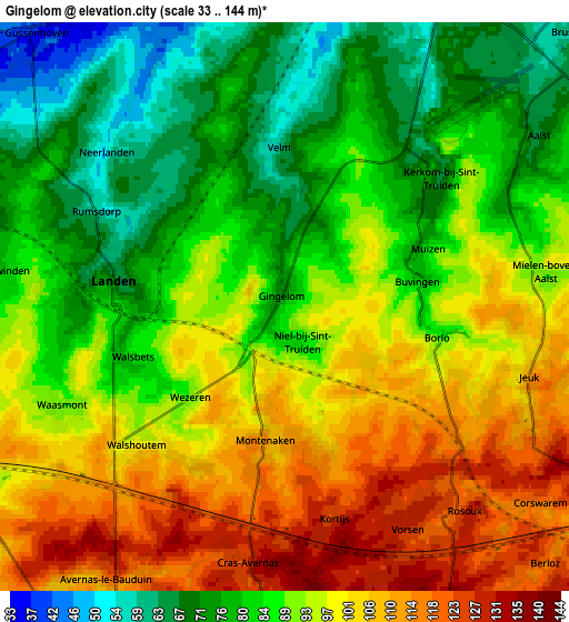 Zoom OUT 2x Gingelom, Belgium elevation map