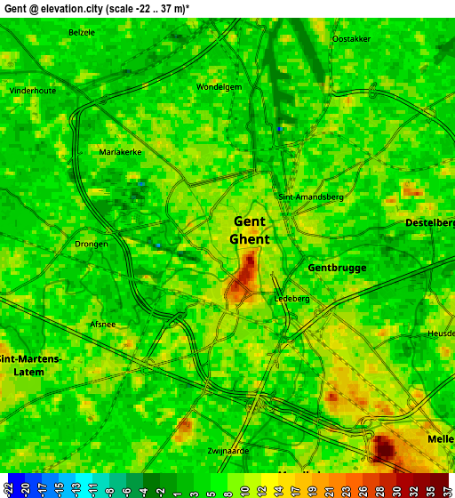 Zoom OUT 2x Gent, Belgium elevation map
