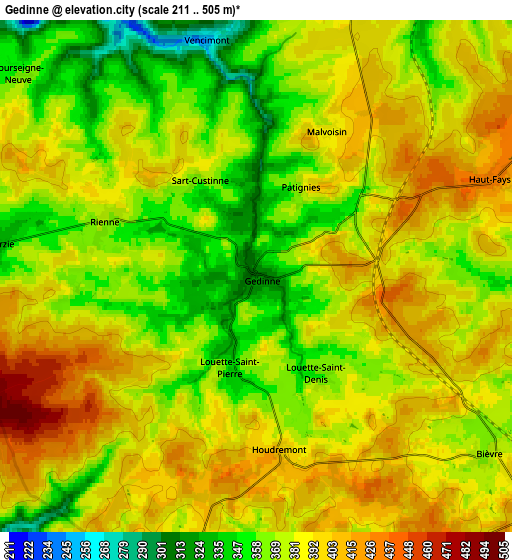 Zoom OUT 2x Gedinne, Belgium elevation map